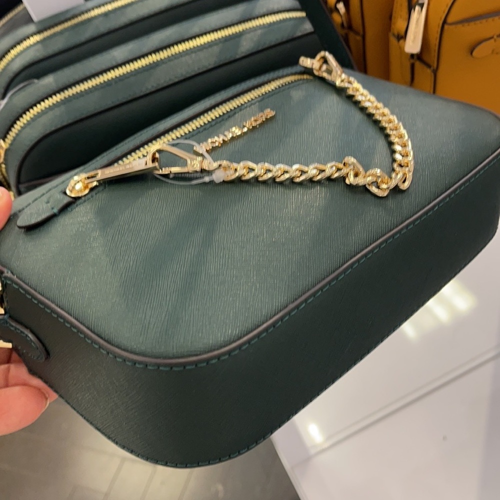 Michael Kors Jet Set Item Large East West Zip Chain Racing Green Crossbody Bag - Picture 5 of 11